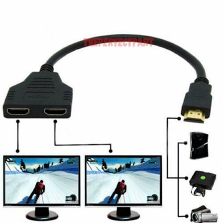 HDMI-port han til hun 1 indgang 2 udgang splitter kabel adapter konverter 1080p