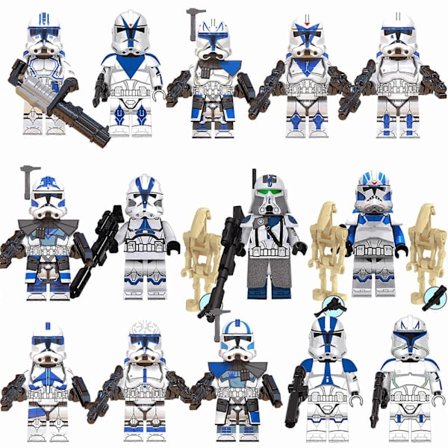 501:a Klonkrigare Actionfigurer 17 st. Star Wars Minifigurer Byggklossar Leksaker Stridsset med Tillbehör