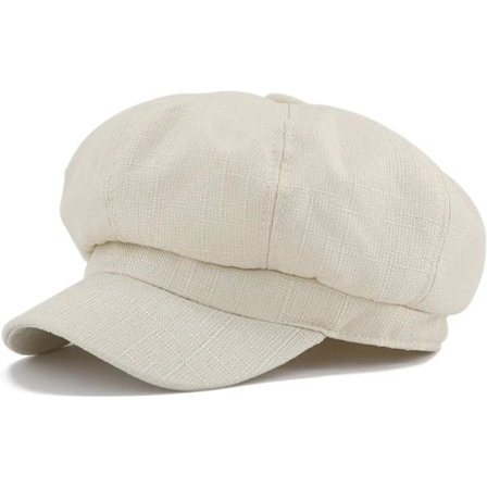 Linne Newsboy Keps Dam Cabbie Hatt 8 Paneler - 6 7/8 Fitted