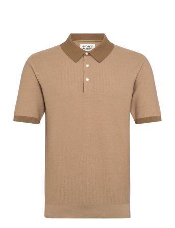 Structured Knitted Solid Polo Beige Scotch & Soda