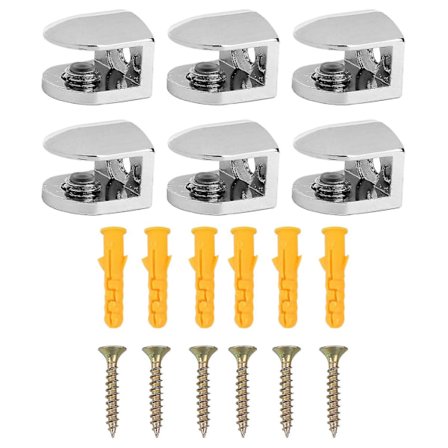 6 stk Justerbare Glassklemmer 6 mm Glassbrakett Sink-legering Glasshyller Holder Glass til Bad