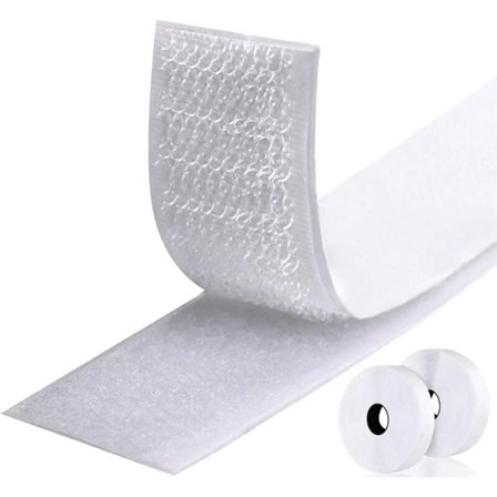 3 cm x 4 m Hvidt Selvklæbende Kroge- og Løkkebånd, Klæbende Lukke Strips