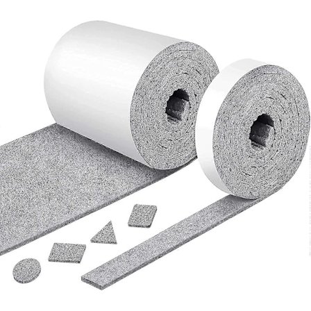 Grå 2 rullar filtremsor, självhäftande filt med starkt fäste