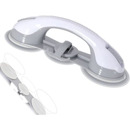 Dusjhåndtak med 3 sugekopper, baderomssugekopphåndtak, S