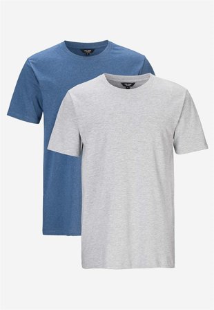 Cellbes of Sweden - Klassisk t-shirt 2-pack - blåmelange + gråmelange - för herrar - 3XL