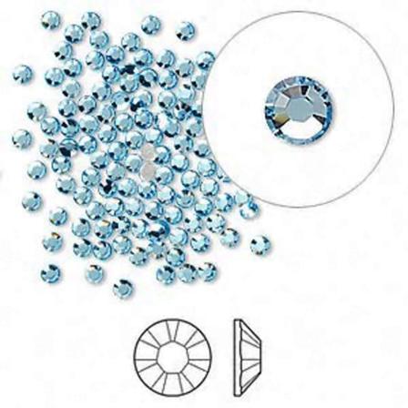 Swarovski strass med platt rygg, 2,1-2,3 mm, akvamarin, 10-pack