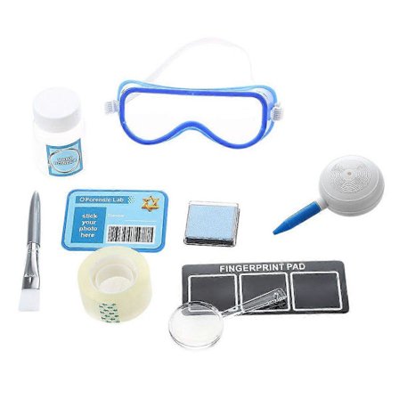 Fingeravtrykkssett Detektiv eksperimentleketøy med stempelputer Forstørrelsesglass Børste (FMY) Som vist