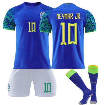 23-24 Vuxna Barn Kit Träningsdräkter Kort skjorta+Shorts+Sock Sport brazil away #10 #22 (6-7 years)