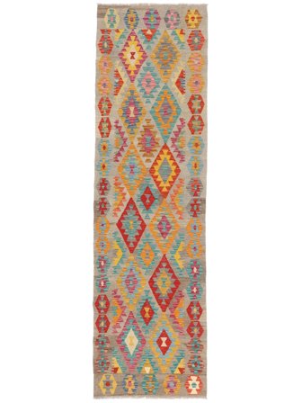 Kelim Afghan Old Stil Teppich 83X293 Läufer Braun/Dunkelgelb Wolle, Afghanistan