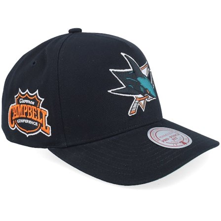 Mitchell & Ness - NHL Svart adjustable Caps - San Jose Sharks NHL Nostalgic 2.0 Pro Crown Black A-frame Adjustable @ Hatstore