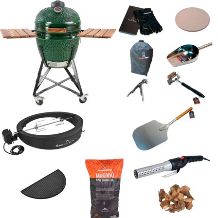 Kamado sumo Deluxepaket, grön kolgrill | Utematlagning > Grillar > Kamadogrillar | Bagaren och Kocken