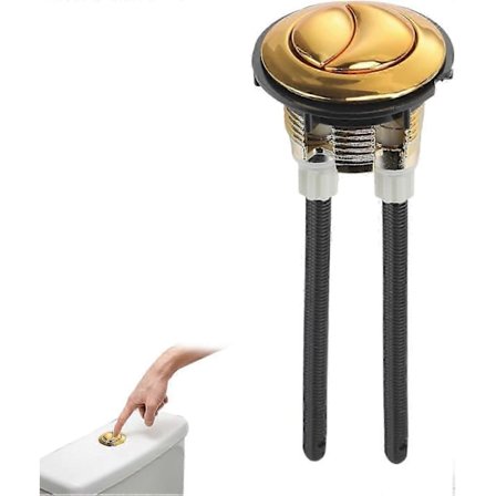 38mm Toalett Dubbel Spolning Tryckknapp, Universal Guld Cistern Toalett Spolningsknappar Standard Ersättningsdel Tillbehör för Badrum Toalett 