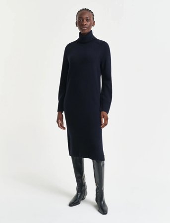 GANT Detail Turtleneck Dress - Navy - XXL