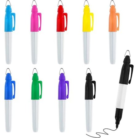 9 sett med mini permanent tusjpenner med golfnøkkelring, mini