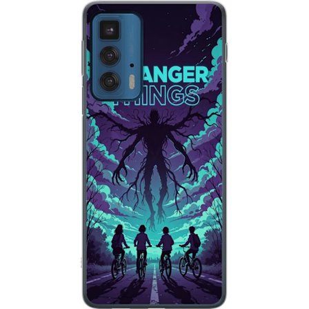 Kompatibel Mobilcover til Motorola Motorola Edge 20 Pro Stranger Things-inspireret fantasyillustration med mørkt monster, cyklende børn og dramatisk