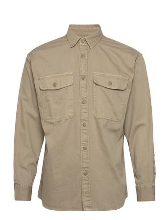 Anf Mens Wovens Overshirts Beige Abercrombie & Fitch