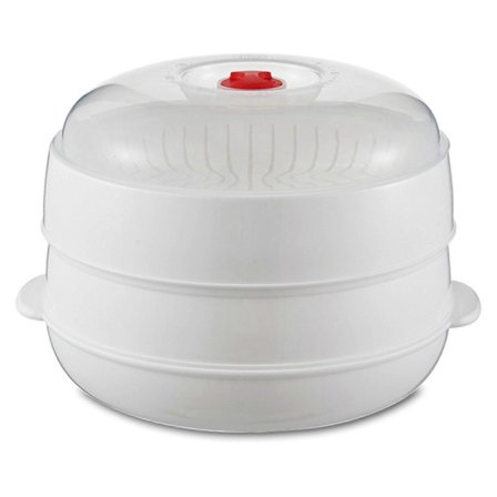 Mikrovågsugn-ångkokare med lockbricka - BPA-fri, livsmedelssäker behållare för snabba måltider, familjemiddag och hälsosam matlagning (FMY)