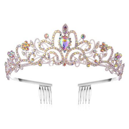 Crystal Rhinestone Crown Coiffure Crown Tiara MULTICOLOR