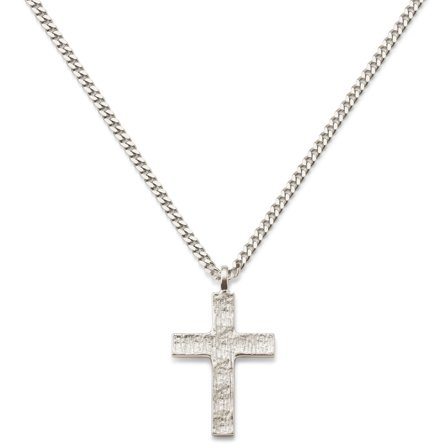 Rustic | Uncoated Raw 925 Sterling Silver Cross Necklace for Men - Chain necklaces