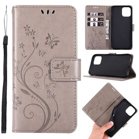 Yhteensopiva iPhone 12 / 12 Pro - Kukkakotelo - Harmaa