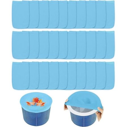 Swimmingpool filter skimmer, 30 swimmingpool skimmersokker, skimmernet, swimmingpool skimmer filter sok til kurv, blå