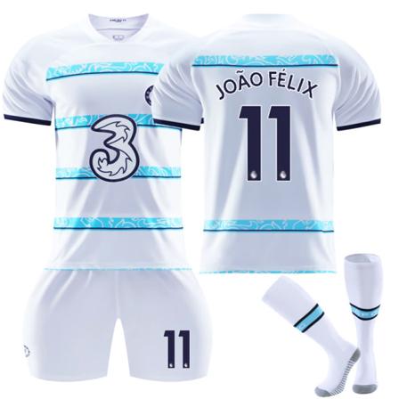 22-23 Chelsea vieraspaita nro 10 Pulisic 9 Aubameyang 7 Kante 19 Mount valkoinen jalkapalloasu No. 11 Felix with socks #22