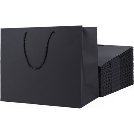 Pakke med 10 ekstra store gaveposer 40*28*12 cm svarte gaveposer for menn bryllupsgaveposer svarte papirposer-FM-