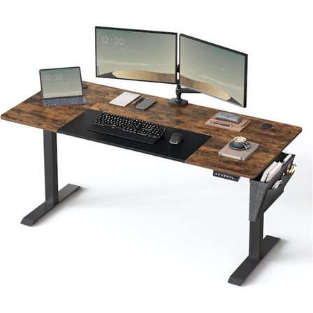SONGMICS sähköpöytä, 70 x 160 x (72-120), täysin säädettävä, vintage ruskea/pohja musta