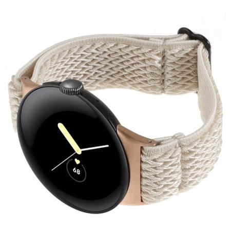 Google Pixel Watch 2 / Pixel Watch Nylonflätat klockarmband Wave handledsrem - Aprikos