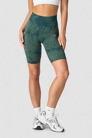 ICANIWILL - Define Seamless Tie Dye Biker Shorts Dark Green - Dame - ICIW