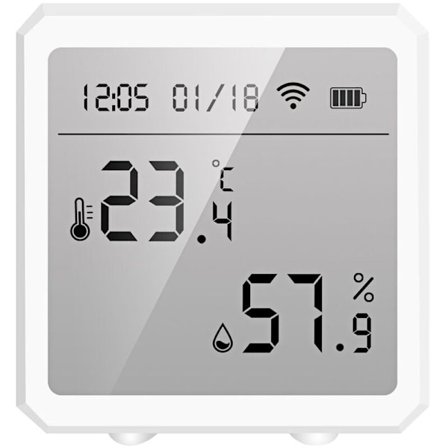 WiFi temperatur- og fuktighetssensor smart hjem innendørs termometer display dato digital tuya detektor
