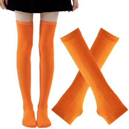 1 Sett Kvinner Jenter Over Kne Lange Stripete Trykte Lårhøye Bomullsokker Armermer Hansker Søte Søte Plus Size Overkne Sokker