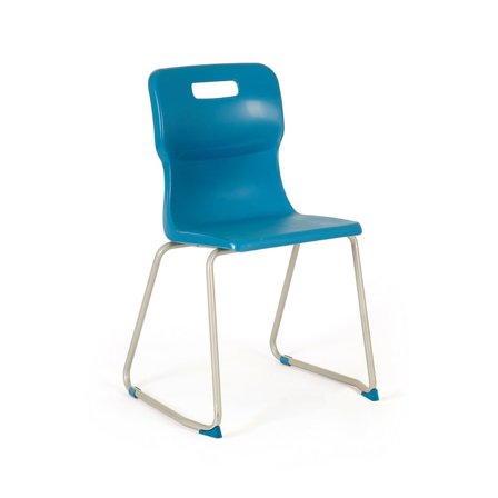 Skid frame plastic chair, H 460 mm, blue