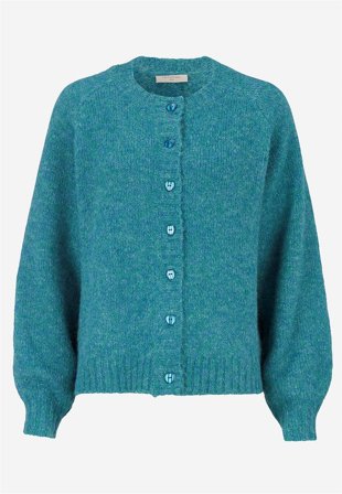 Freequent - Strikket, myk cardigan i turkismelange for damer i størrelse L (42) - Cellbes