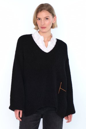 Hést Sofie V-Neck Sweater Dame - Jet Black
