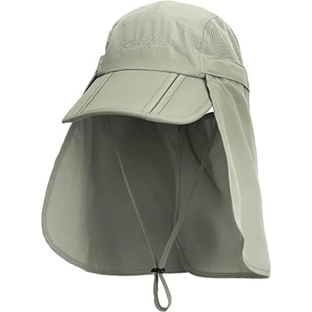 Militærgrøn unisex safarihat med ekstra lang halsbeskyttelse