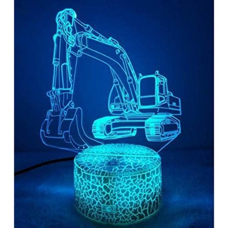 3D Grävmaskin Bil Lastbil Nattljus Bordsskiva Optisk Illusio