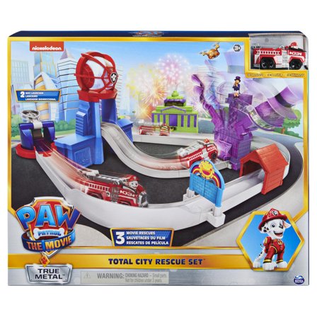 SPINMASTER PAW Patrol True Metal Total City Rescue Spielset aus dem Kinofilm mit 3 Rettungsaktionen, ab 3 Jahren, kompatibel mit 1:55 Fahrzeugen