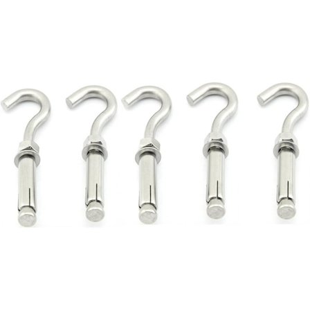 Skruekroge M8 Rustfrit Stål Glaskrog Heavy Duty Krogbolte 5stk.304