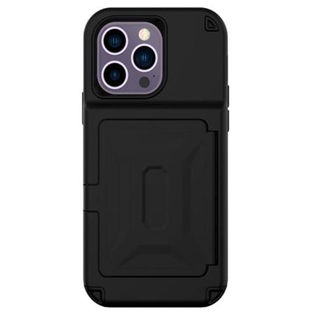 Iphone 14 Pro Skal Korthållare Mirror Kickstand - Svart