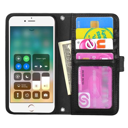 TOPPEN Venstrehendt lommebok -deksel iPhone 8 Plus/7 Plus/6S Plu Black
