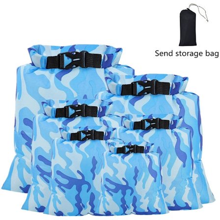 Vanntett tørrposepakke med 6 tørrposer og vanntett pose Tørrpose Kano-poser Tørrpose Vanntette poser Vanntett rulletopp-pakkeveske for svømming strand