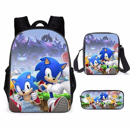 Ny Sonic barnryggsäck animerad 3d-tryckt ryggsäck Sonic barnryggsäck i tre set Y #29