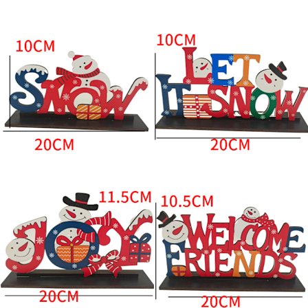 4 nya julbordsdekorationer i trä Kreativa Santa Snowmen Alfabetdekorationer finns i alla storlekar