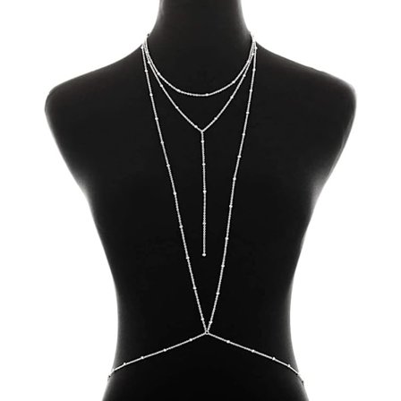 Tunn silverkroppskedja sexig behå bikini midjekedja dam a