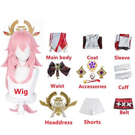 Mub- Genshin Impact Yae Miko Guuji Yae Cosplay Costume Genshin Deguisement Wig Dress Party Outfit Halloween Costumes for Women
