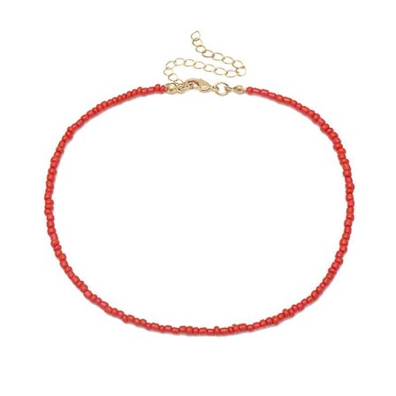 Halskjede med perler Dame Perlekjede Smykker (Rød){DB}