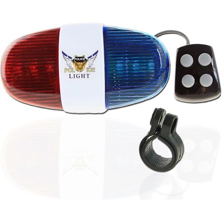 Sykkelbjelle 6 Sykkel Politi LED Lys, 4 Høy Sirene Lyd Trompet Sykkelhorn Bjelle, Sykkelbjelle Barn Voksen