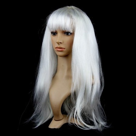 Damperuk Lång rak peruk VIT