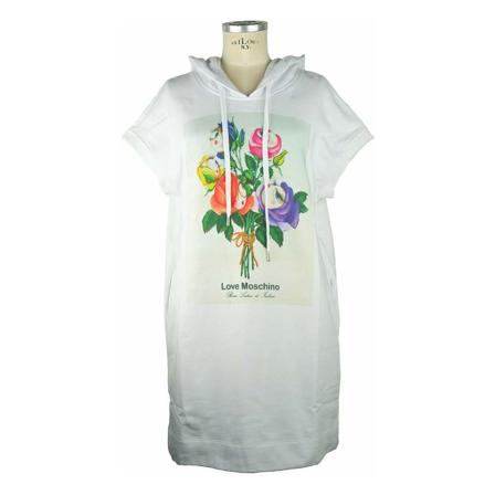 Love Moschino, White Dress Biały, Kobieta, Rozmiar: S